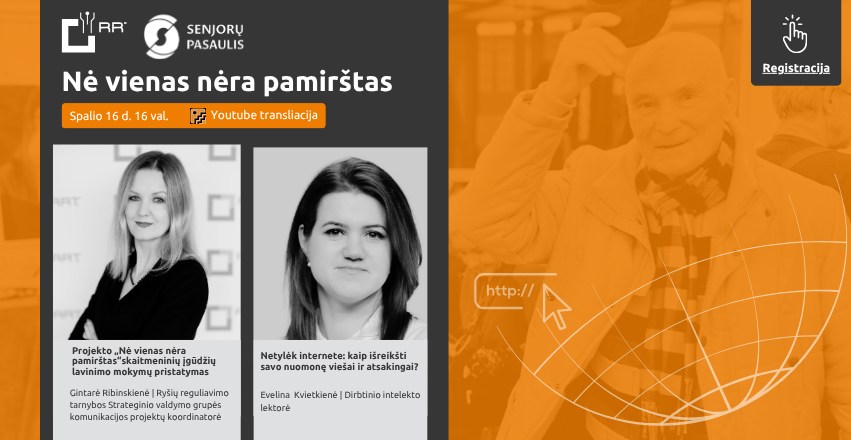 Projektas „Nė vienas nėra pamirštas“  ir vėl Jus kviečia į nuotolinę paskaitą!