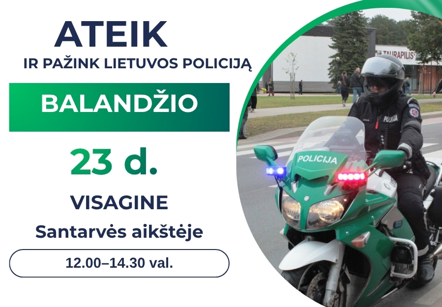Balandžio 23 d. kviečiame į renginį „Ateik ir pažink Lietuvos policiją“