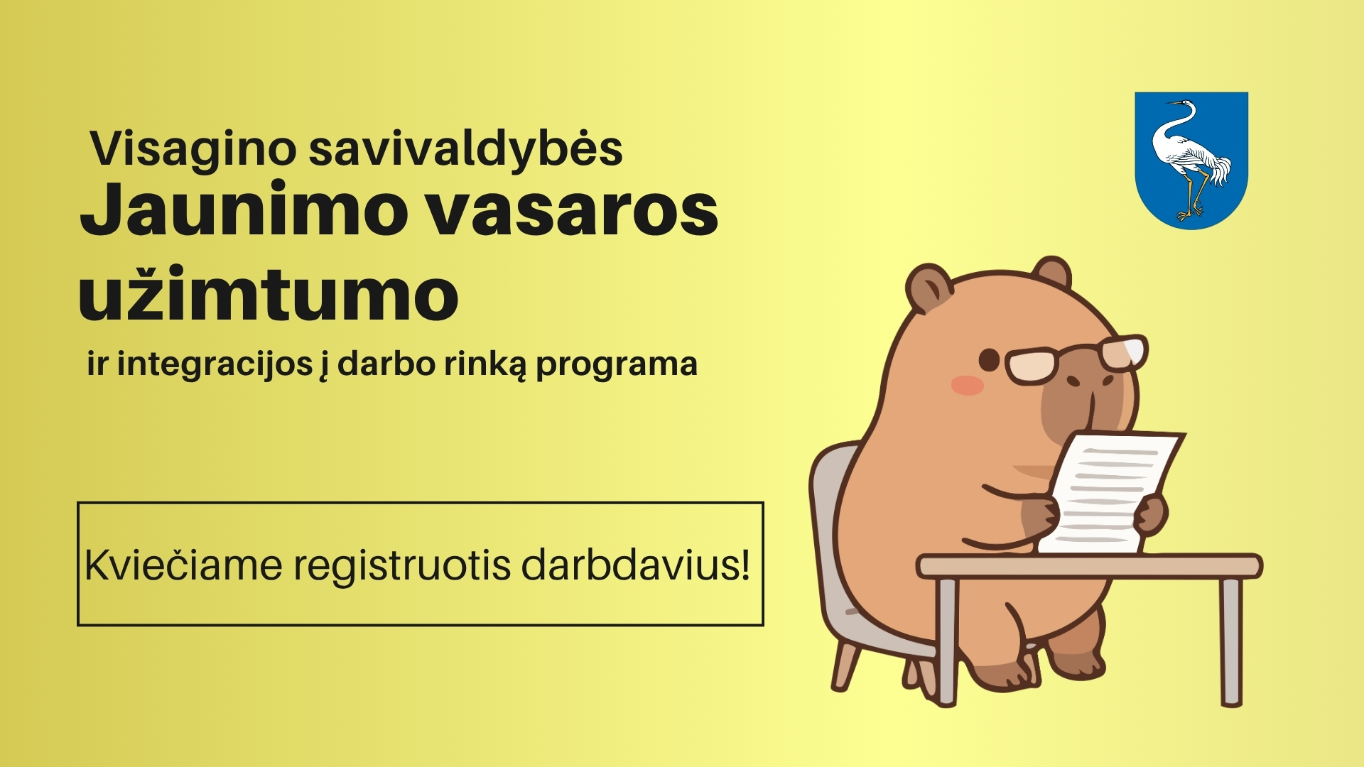 Skelbiama darbdavių registracija į Jaunimo vasaros užimtumo programą!