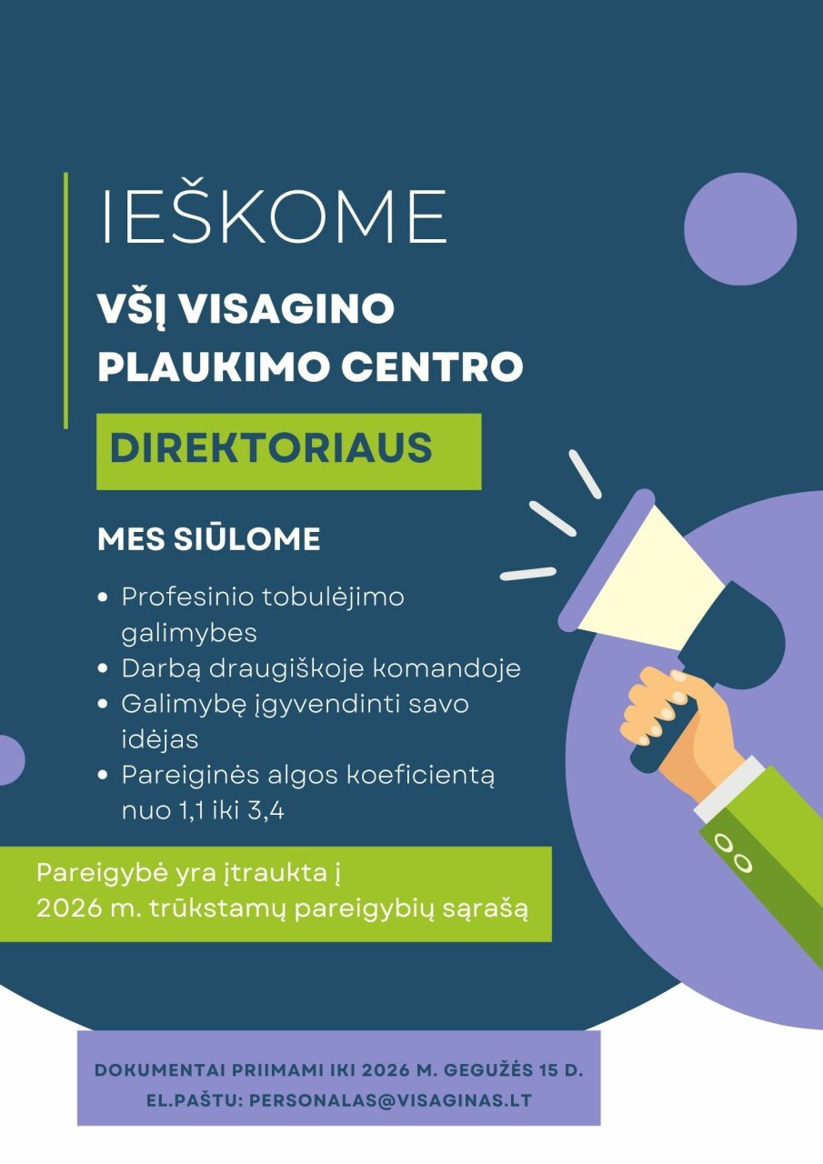 Skelbiamas konkursas Viešosios įstaigos Visagino plaukimo centro direktoriaus pareigoms eiti