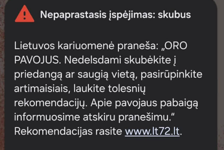 Utenos rajone paskelbtas oro pavojaus signalas RAUDONA