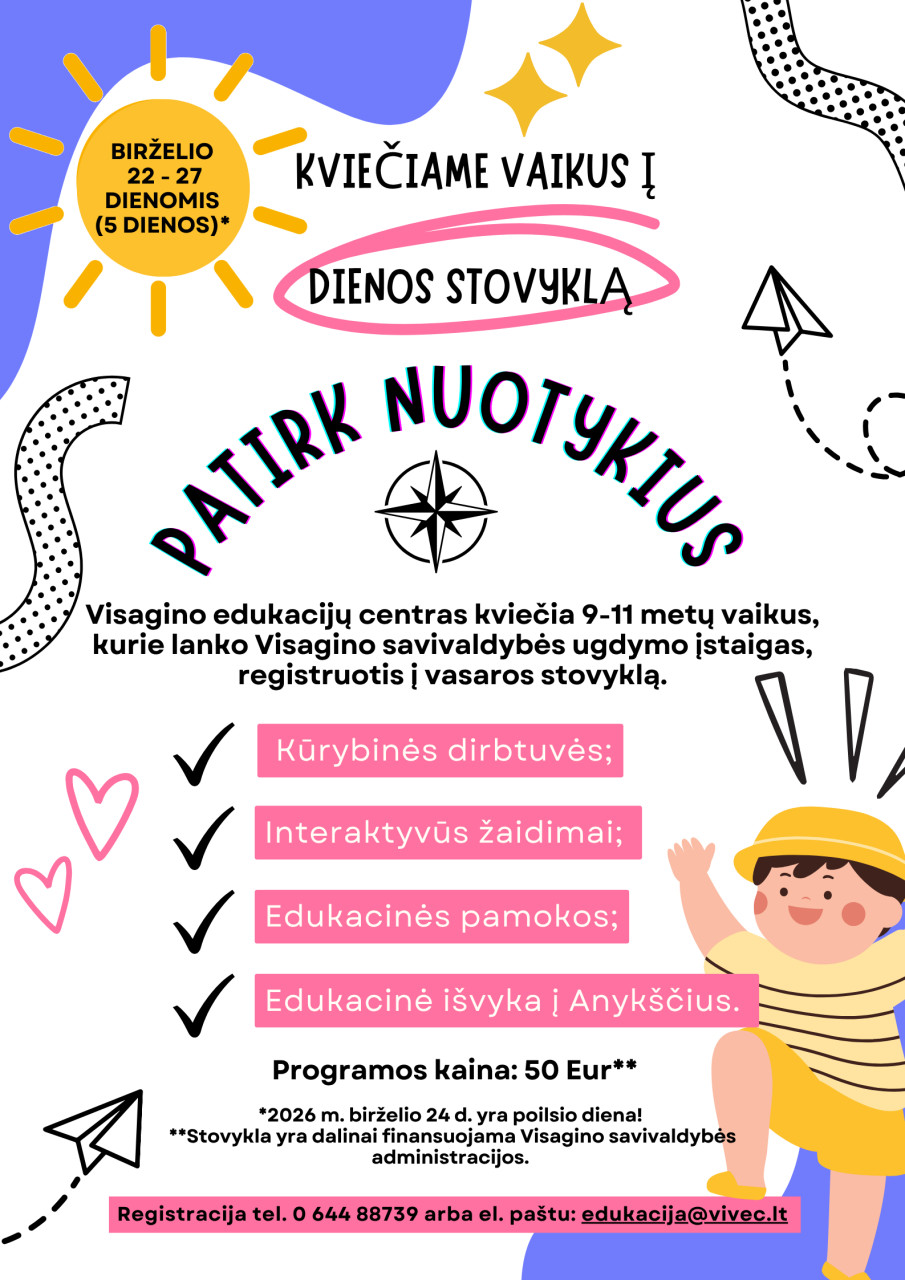 Visagino edukacijų centras kviečia registruoti vaikus į stovyklas!