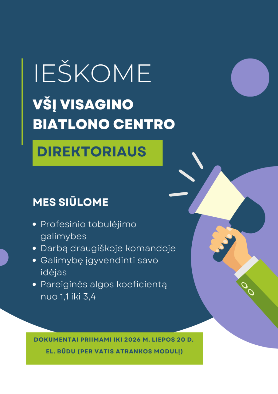 Skelbiamas konkursas Viešosios įstaigos Visagino biatlono centro direktoriaus pareigoms eiti