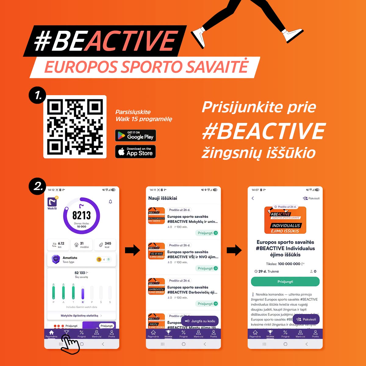 Visaginas – #BEACTIVE žingsnių iššūkyje!