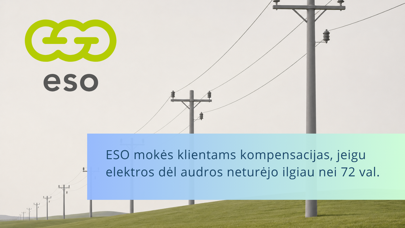 ESO mokės klientams kompensacijas, jeigu elektros dėl audros neturėjo ilgiau nei 72 val.