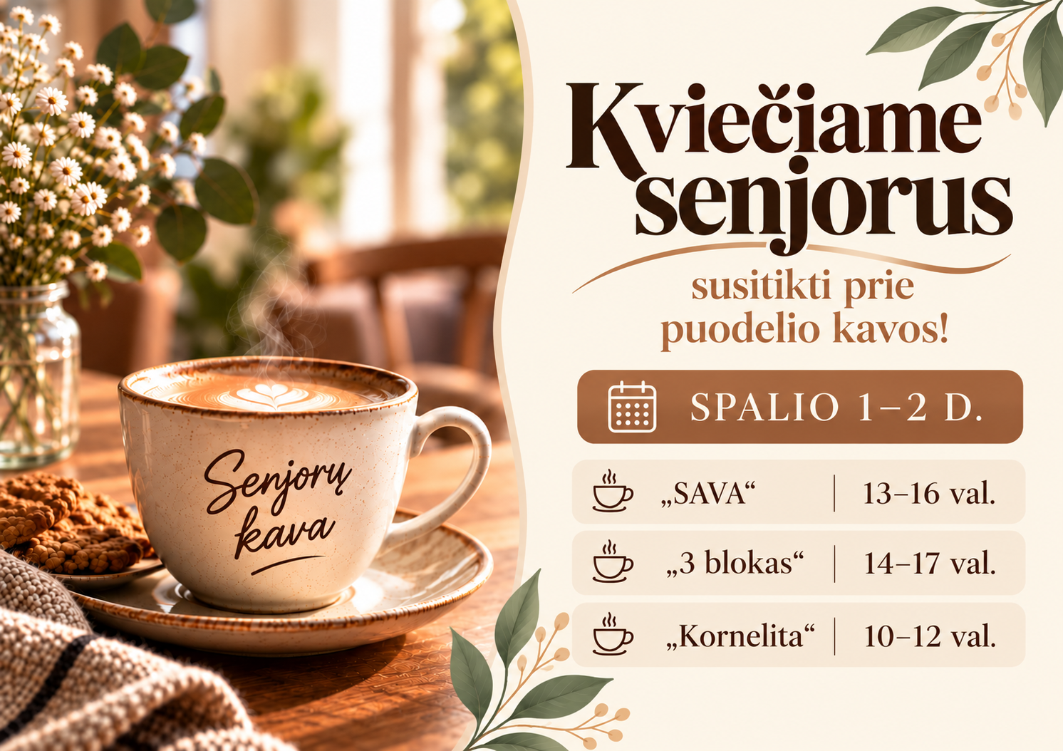 Kviečiame senjorus susitikti prie puodelio kavos!